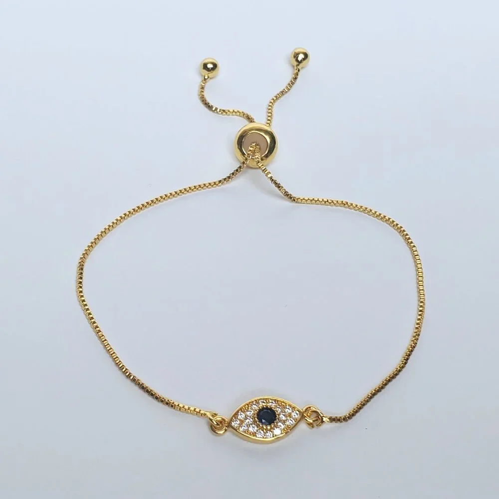 14K Gold Womens 2ct Diamond 1ct Blue Sapphire EYE Adjustable Bracelet Jewelry - Picture 4 of 4